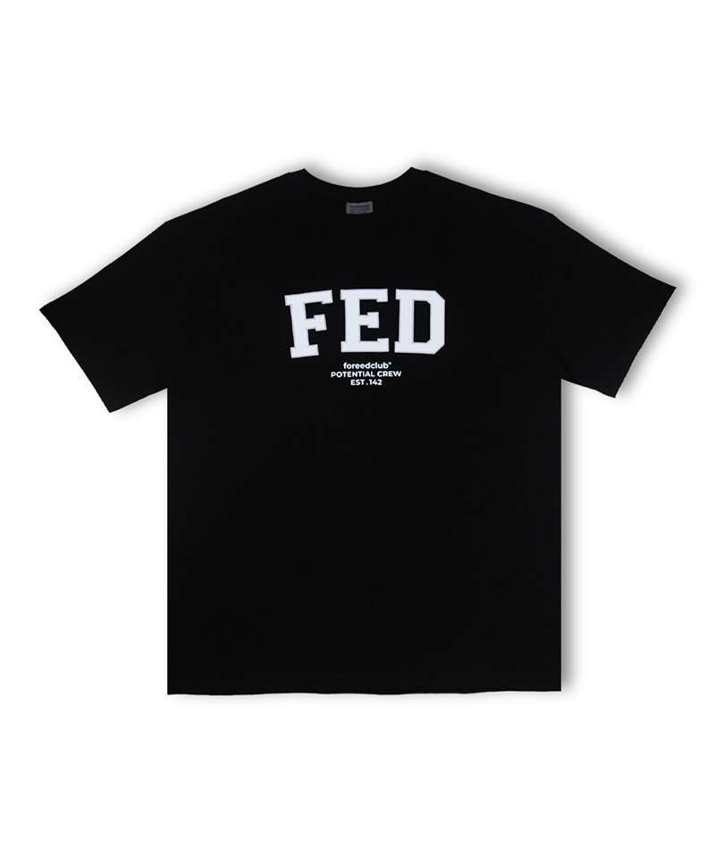 오버핏 FED 시그니처 로고 티셔츠 - 블랙